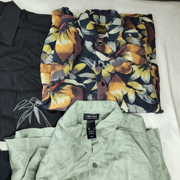 Vintage Hawaiian Shirt Mens Sz Large Lot of 6 Rayon Linen Silk NWT Y2k Summer - Picture 7 of 14